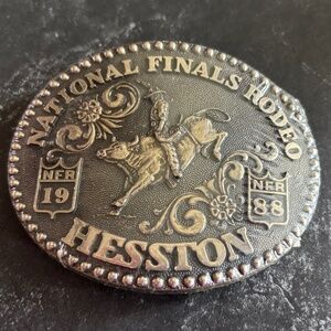 Hesston 1988 Bronze Adult National Finals Rodeo Commemorative Series Belt Buckle